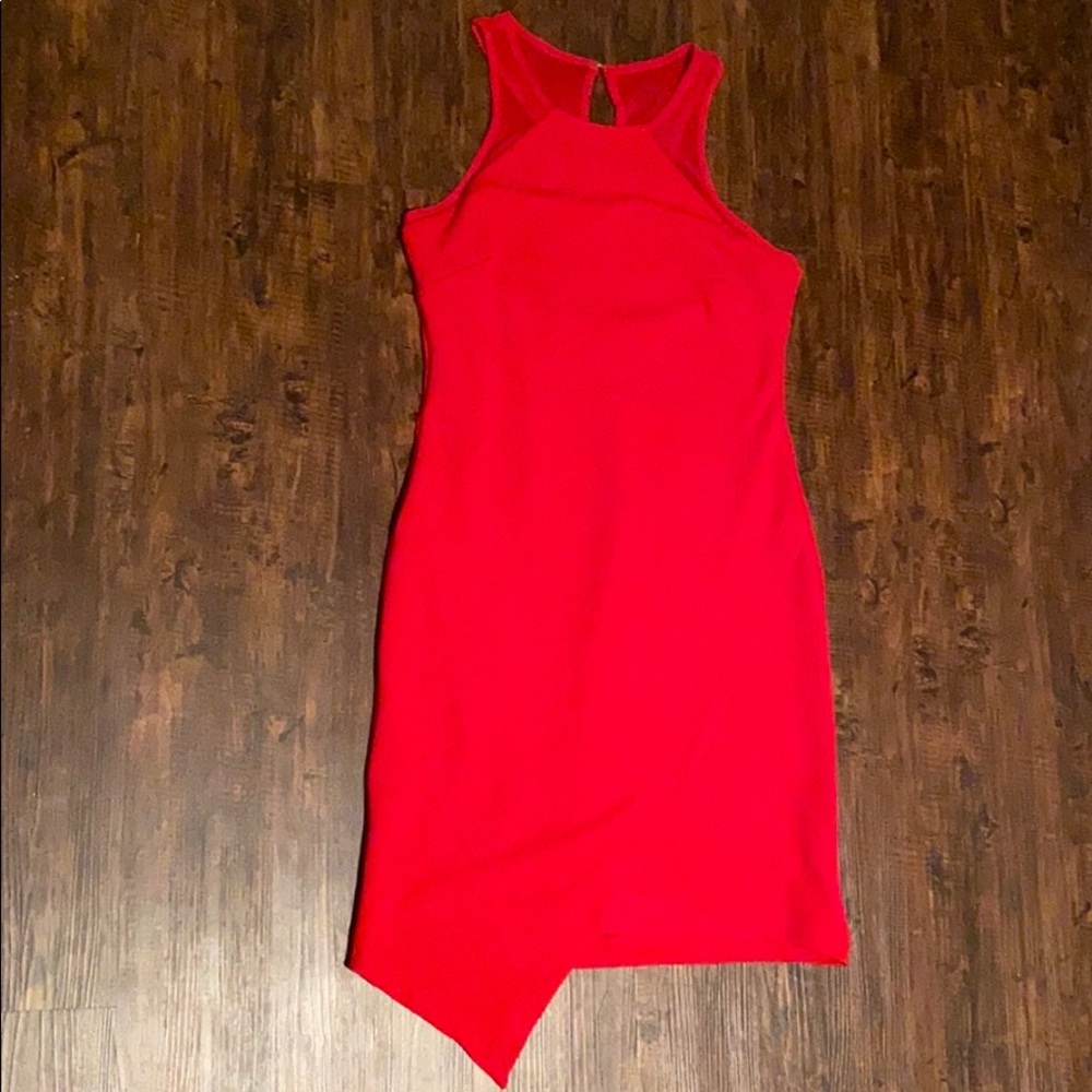As U Wish Asymmetrical Red Fitted Dress